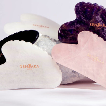 GUA SHA QUARTZ ROSE COEUR A DENTS